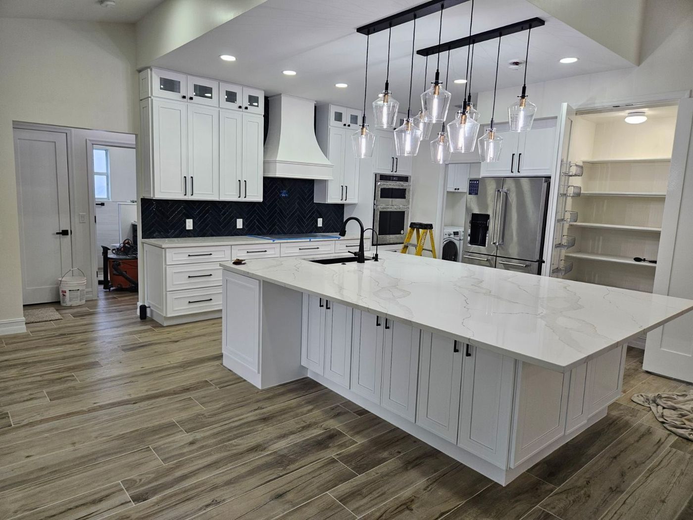 Kitchen with large island after remodel